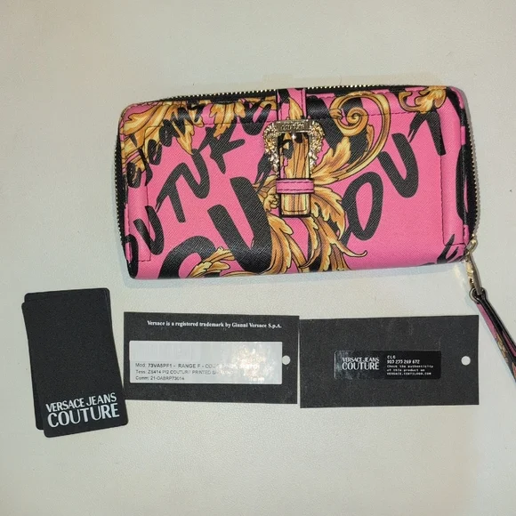 Versace Jeans Couture Pink, Gold, and Black Wallet - Picture 3 of 16